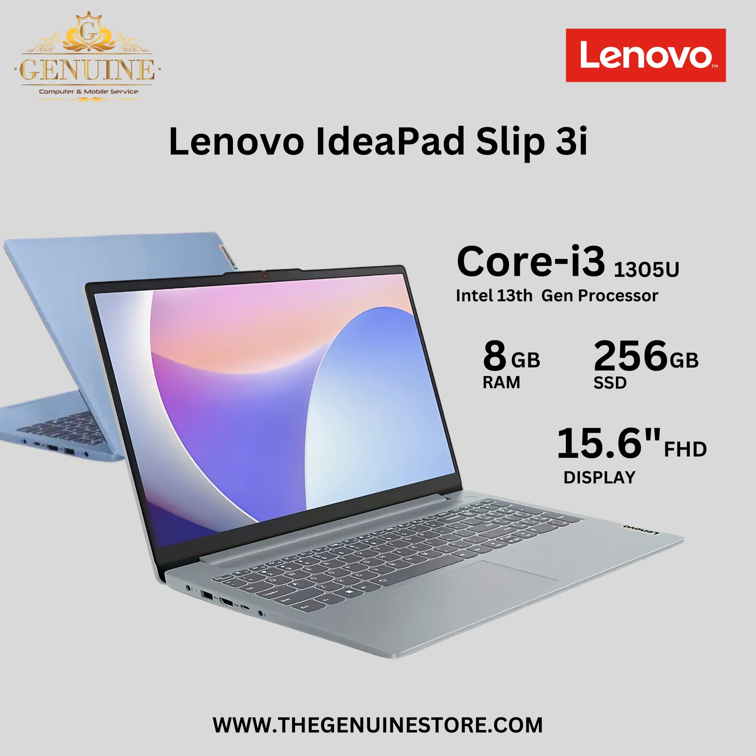 Lenovo IdeaPad Slim 3 - Raptor Lake - 13th Gen Core i3 1305u Processor 8-GB  256GB to 2 TB SSD Intel Integrated Graphics 15.6 Full HD 1080p AG Display